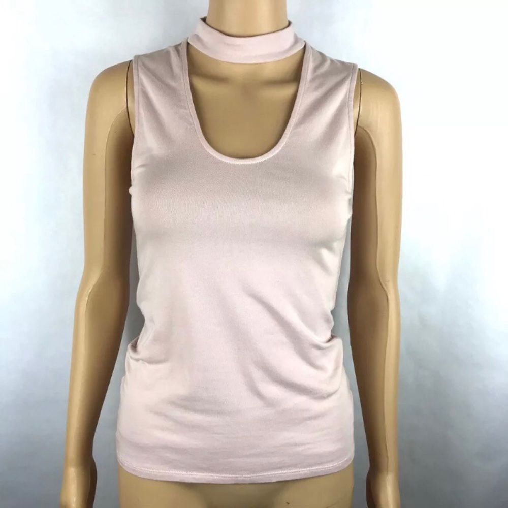 EXPRESS Tank Shirt Pink Choker Cut Out Stretch XS